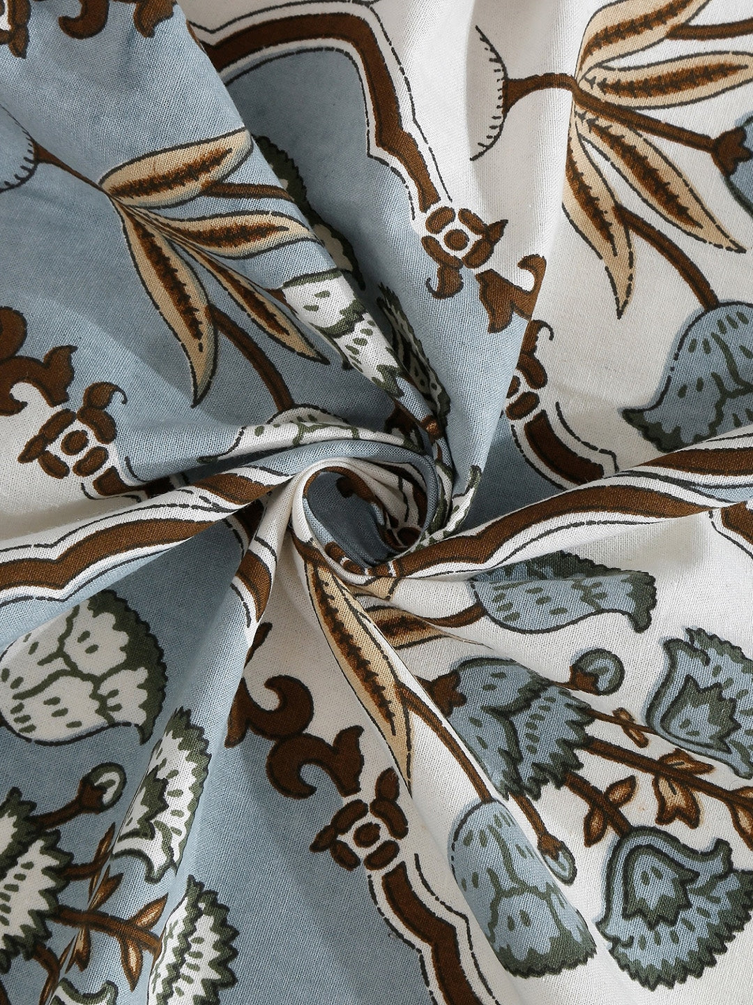 White & Grey Floral King Bedsheet with 2 Pillow Covers