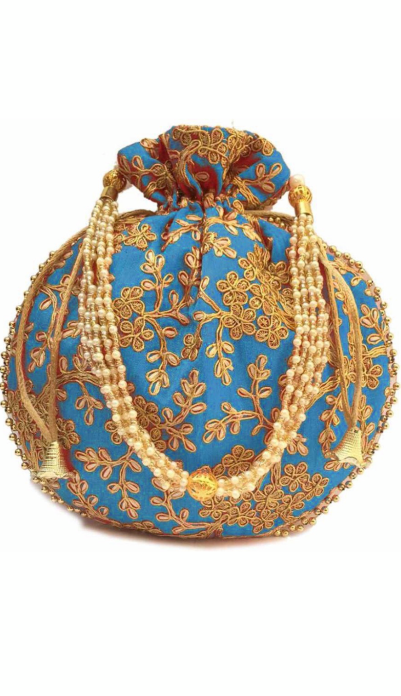 Hand work fabric festive bags