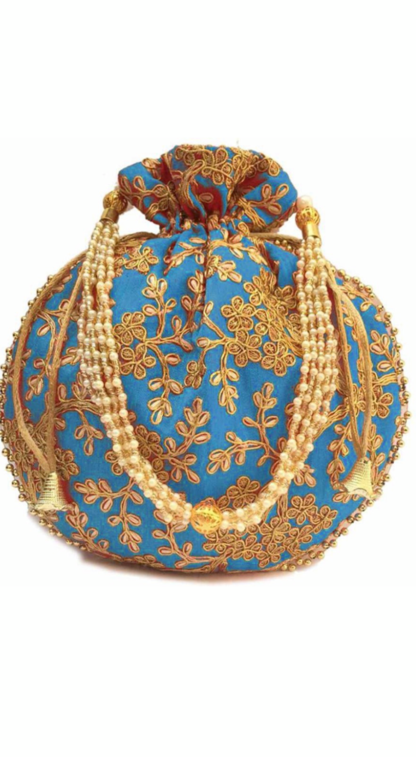 Hand work fabric festive bags