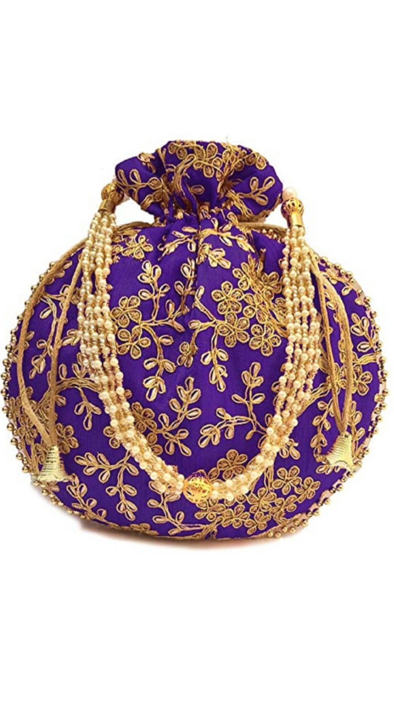 Hand work fabric festive bags