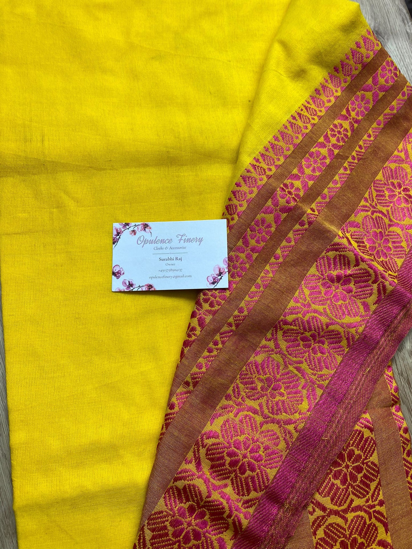 Saree - Yellow and red mixed cotton saree