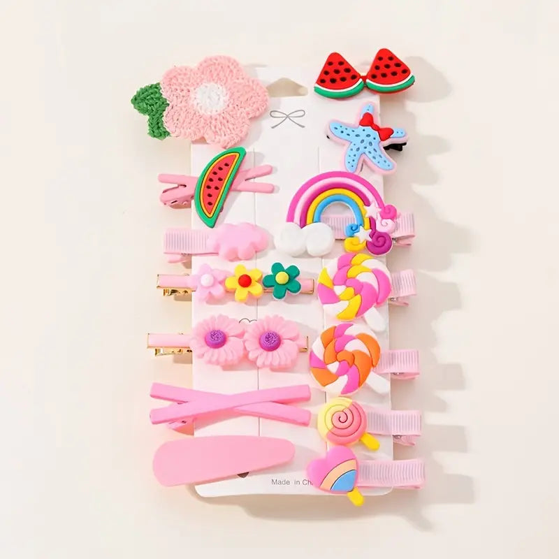 Hair Clip - Children's Flower Candy Set (Pink)